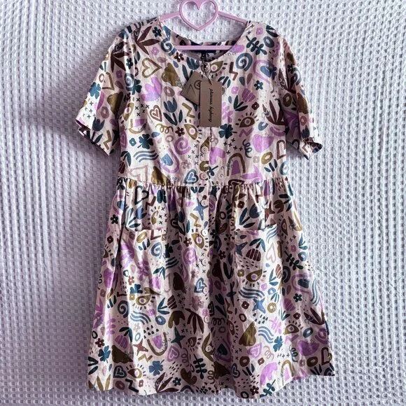 Princess Highway doodle print button up smock dress NWT size US6 - Picture 2 of 3